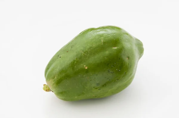 Groene Papaya Witte Achtergrond — Stockfoto