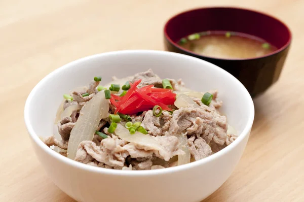 Japans Eten Butadon Varkensrijstkom Met Rode Gember — Stockfoto