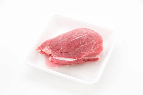 Raw Pork Meat Foam Tray — Stock Photo, Image