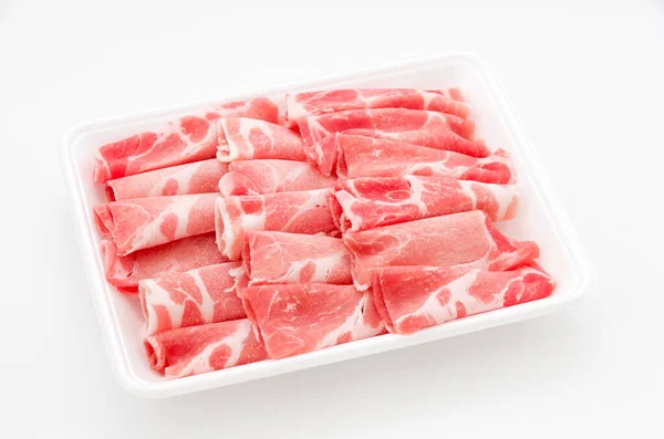 Rabo Boston Porco Fatiado Fino Bandeja Plástico — Fotografia de Stock