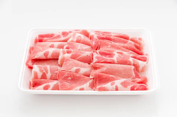 Rabo Boston Porco Fatiado Fino Bandeja Plástico — Fotografia de Stock
