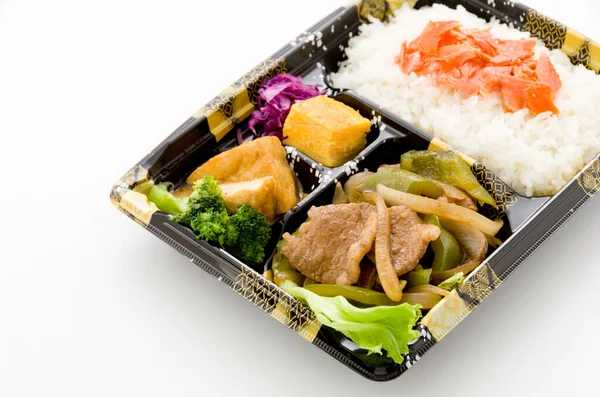 Japán Bento Lunchbox Kevert Sült Marha Harangbors Bento — Stock Fotó