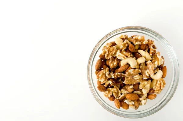 Mix Nuts Stacking Bowl White Background — Stock Photo, Image