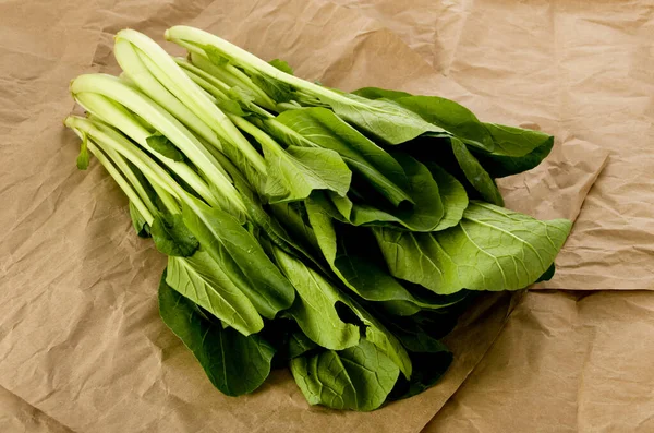 Komatsuna Japanese Mustent Spinach Craft Paper Background — 스톡 사진