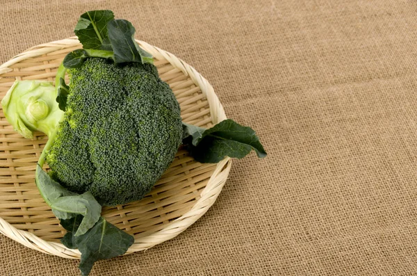 Frisk Broccoli Bambus Kolander Skødet - Stock-foto