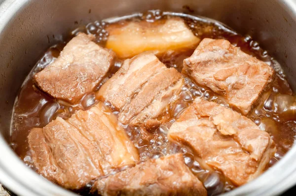 Das Schweinefleisch Einem Topf Kochen Japanisches Essen Okinawa Küche Geschmorte — Stockfoto