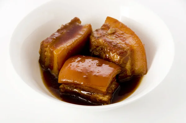Japanese food,Okinawa cuisine Rafuthy. Okinawan-style stewed pork cubes, pork belly, stewed in awamori, soy, dashi broth, and sugar.