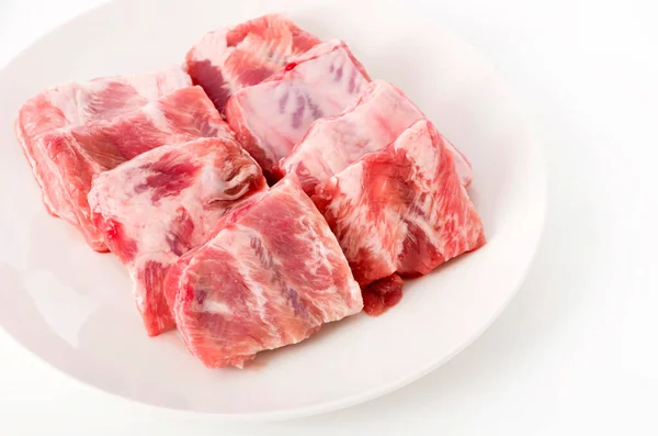 Fresh Raw Pork Ribs Isolated Dish White Background — Stock Photo, Image