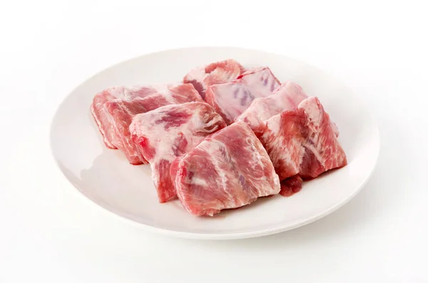 Fresh Raw Pork Ribs Isolated Dish White Background — Stock Photo, Image