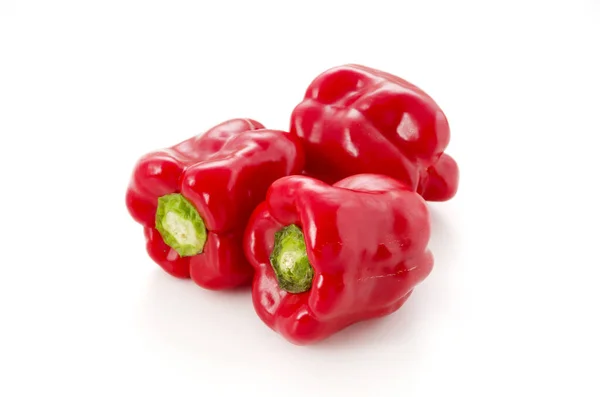 Gruppe Von Süßen Roten Paprika Isoliert Auf Weißem Hintergrund — Stockfoto