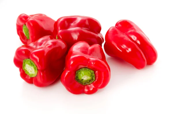 Gruppe Von Süßen Roten Paprika Isoliert Auf Weißem Hintergrund — Stockfoto