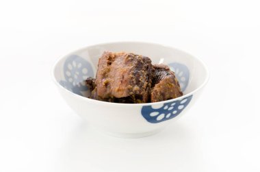 Ton balığının kaynamış kemikli parçaları, Japon yemekleri..