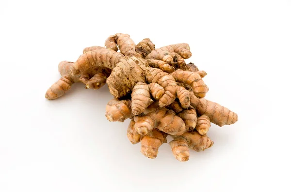 Beyaz Arkaplanda Yabani Zerdeçal Curcuma Aromatica Salisb — Stok fotoğraf