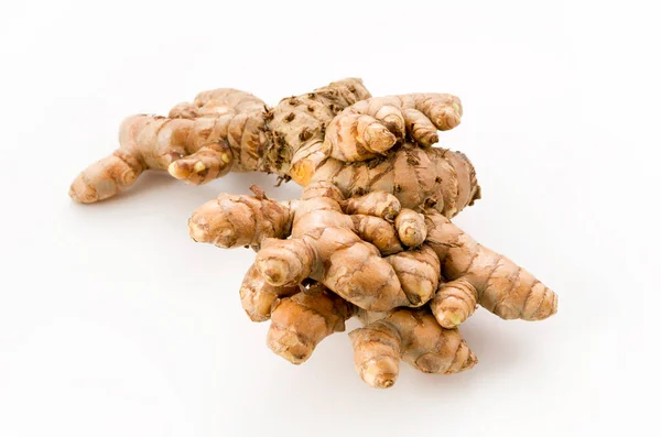 Beyaz Arkaplanda Yabani Zerdeçal Curcuma Aromatica Salisb — Stok fotoğraf