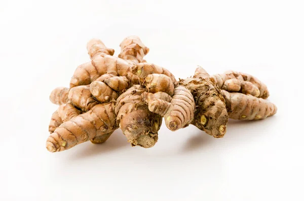 Beyaz Arkaplanda Yabani Zerdeçal Curcuma Aromatica Salisb — Stok fotoğraf