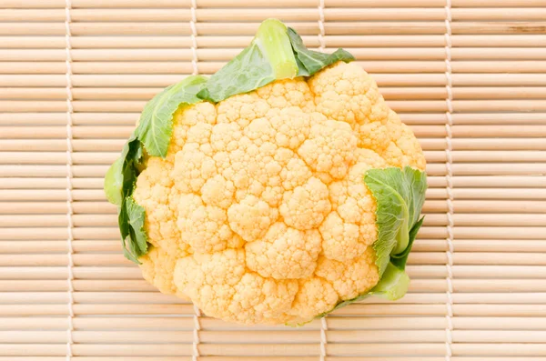 Orange Cauliflower Sushi Bamboo Mat White Background — Stock Photo, Image