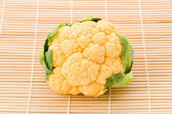 Orange Cauliflower Sushi Bamboo Mat White Background — Stock Photo, Image