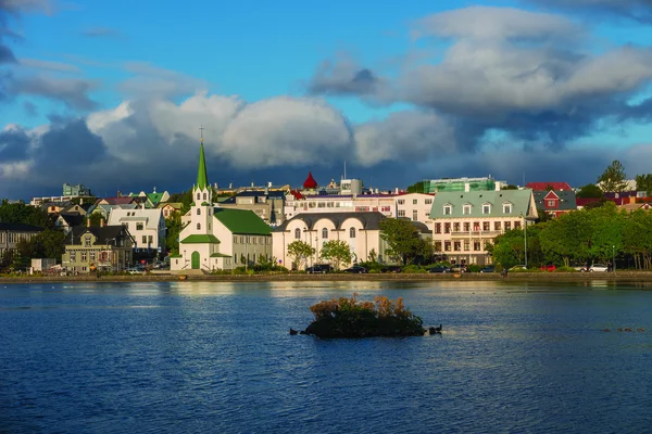 View of Reykjavik's downtown at sunset Stock Picture