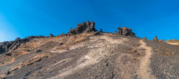 Panoramic view of Askja caldera in highlands of Iceland, summer — Stock Photo, Image