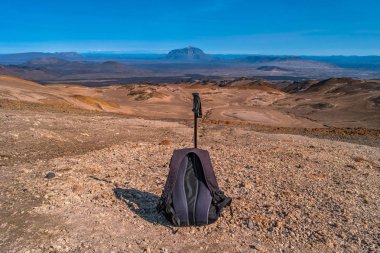 Panoramik İzlanda dağlık Askja caldera yaz