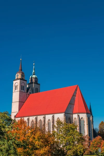 Kerk van Saint Jochannis, Jochanniskirche in de herfst, Magdeburg, — Stockfoto