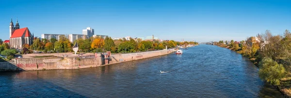 Elbe dolgu, Katedrali ve tarihi kent dergisine panoramik görünüm — Stok fotoğraf