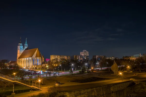 Magdeburgo centro di notte, Germania — Foto Stock