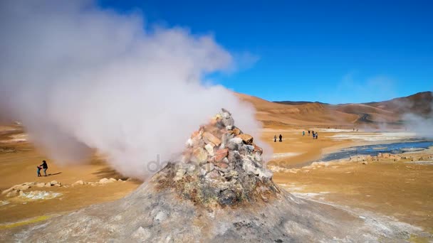 Γεωθερμική Ενεργές Ζώνες Που Ονομάζεται Hverir Στην Ισλανδία Κοντά Στη — Αρχείο Βίντεο