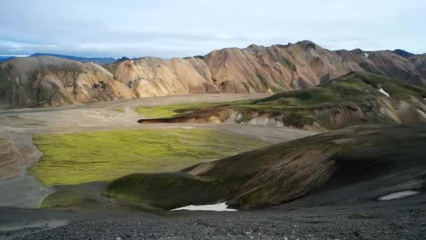 Schöne Bunte Vulkanische Berge Landmannalaugar Island Sommerzeit — Stockvideo