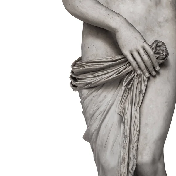 Мраморные линии тела молодой обнаженной римской женщины на белом фоне — стоковое фото