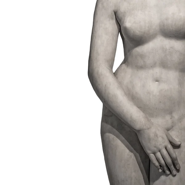 Мраморные линии тела молодой обнаженной римской женщины на белом фоне — стоковое фото