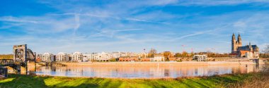 Elbe, Katedrali, Magdeb eski ve modern kasabada panoramik manzaralı