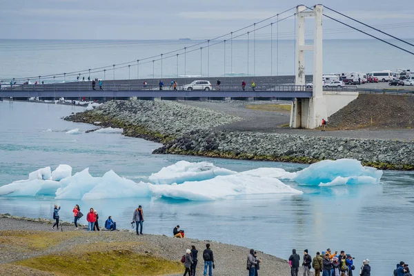 Big blue icebergs at glacier lagoon on Iceland — Stock Photo, Image