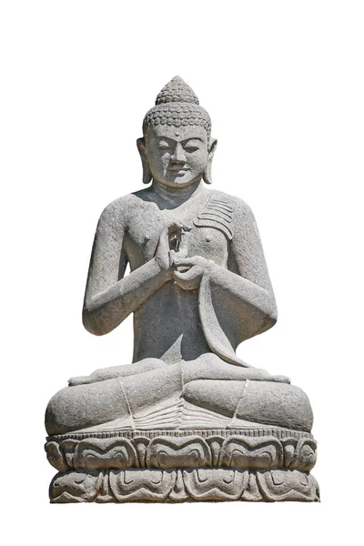 Monumento antigo de oração em asana Buda isolado em ba branca — Fotografia de Stock