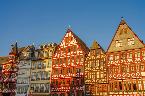 Traditional German old half-timbered houses (fachwerk) at histor — Stock Photo, Image