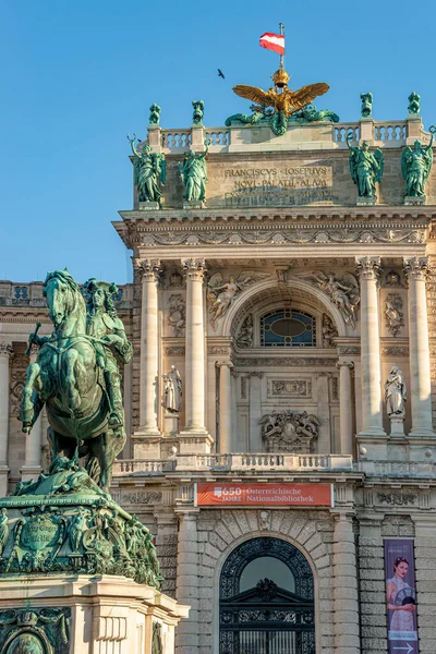 Estátua Príncipe Eugênio Saboia Frente Palácio Hofburg Viena Áustria — Fotografia de Stock