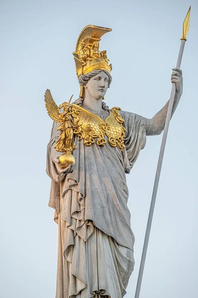 Athena Fountain Pallas Athene Brunnen Front Parliament Sunset Vienna Austria — Stock Photo, Image