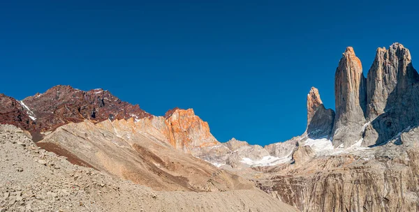 Panoramautsikt Över Vackra Torres Del Paine National Park Dess Höga — Stockfoto