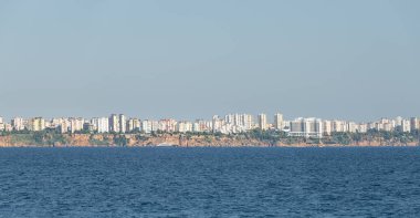Antalya ve Akdeniz sahil ve plajıpanoramik kuş manzarası, Antalya, Türkiye, yaz saati