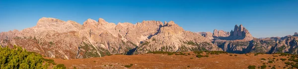 Панорама Над Прекрасним Заходом Сонця Чарівних Вершинах Три Доломітових Вершини — стокове фото