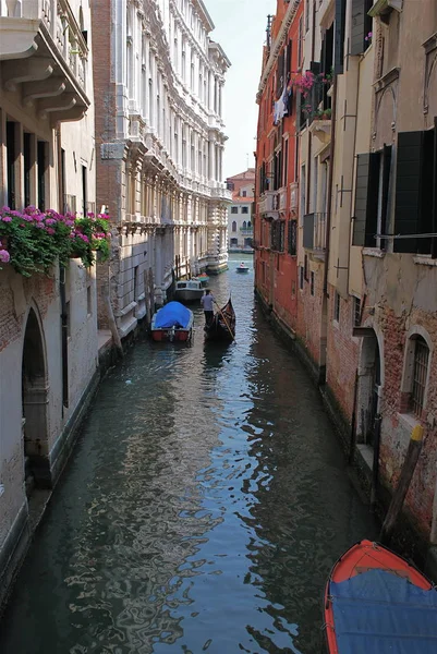 Balade Gondole Travers Les Canaux Venise Vénétie Italie — Photo