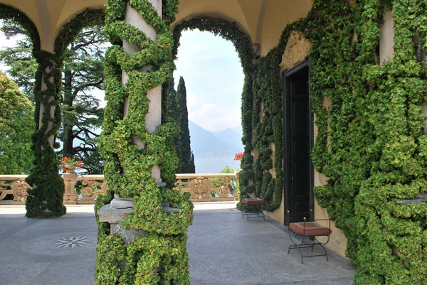 Columnas Cubiertas Hiedra Logia Villa Del Balbianello Tremezzina Como Lombardía — Foto de Stock