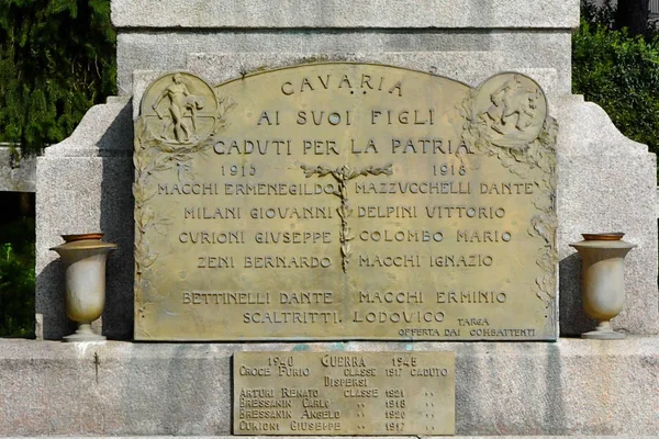Monumento Caduti Cavaria Con Premezzo Varese Lombardia Italia — Foto Stock