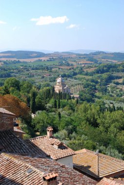 Kilise San Biagio Montepulciano, Siena, Toskana, İtalya - Eylül 11 2009 duvarların dışında.
