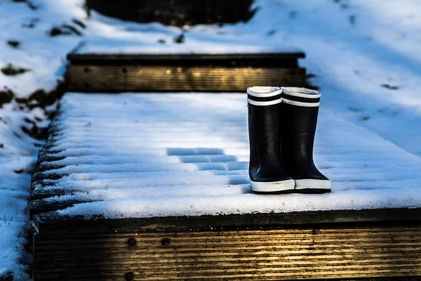 Wellies in snow