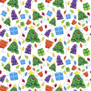 Noel desenli hediyeler, Noel ışıkları ve Noel ağacı