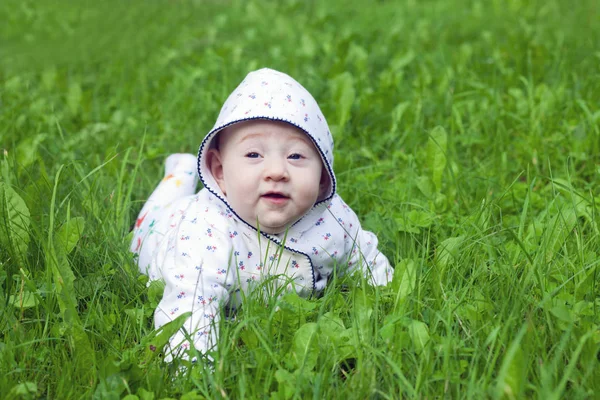 잔디에 귀여운 아기 — 스톡 사진