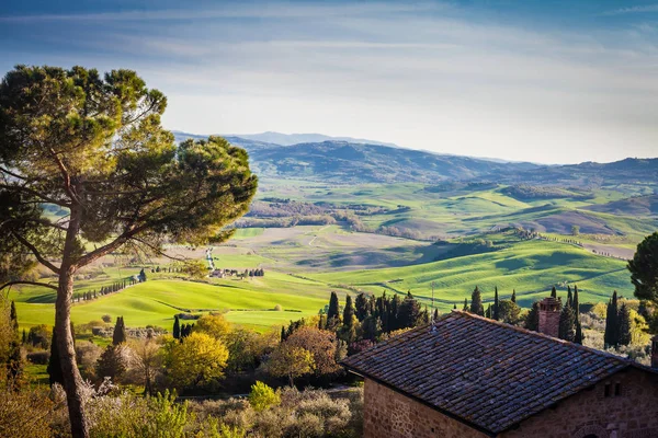 Ανατολή ηλίου θέα στο Val d'Orcia — Φωτογραφία Αρχείου