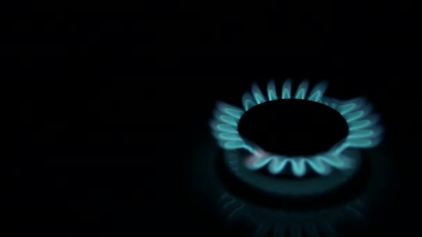 Kitchen gas burners in the dark — Stock Video