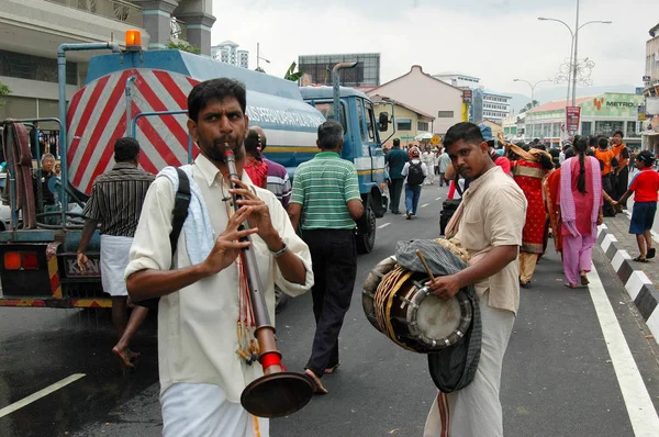 Penang Thaipusam sokak müzisyenleri — Stok fotoğraf